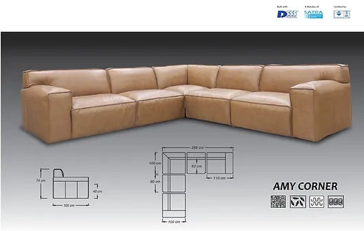 Amy 5 Piece Corner Vintage Leather